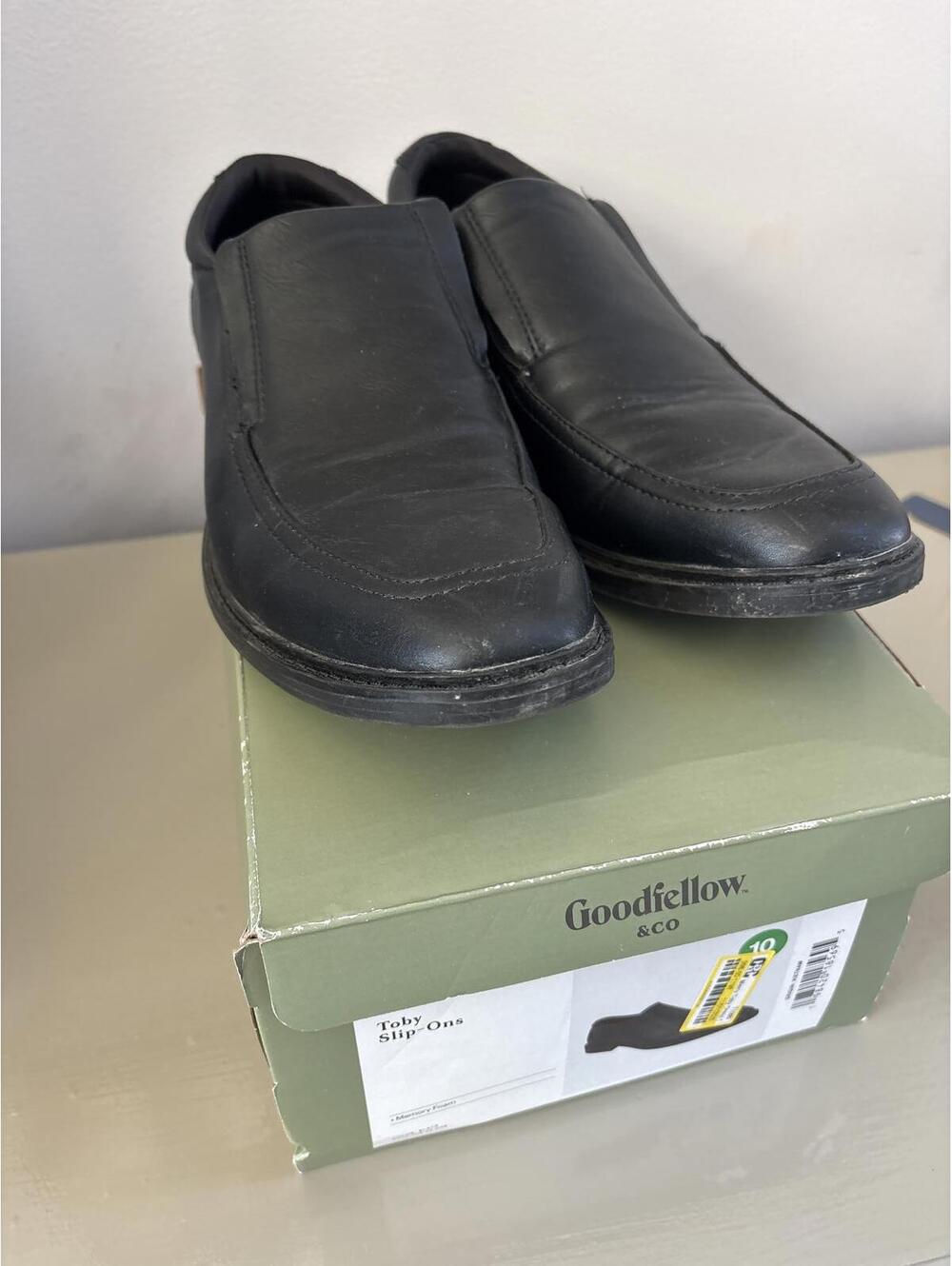 Mens Size 10 Goodfellow & Co Black Leather Slip-On Dress Shoes